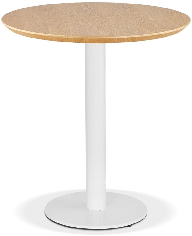 Kadima Design Esstisch, Rund, Ø 60 cm, Naturholz, Gusseisen, 75 cm Höhe. Beige-Weiß Bild 1