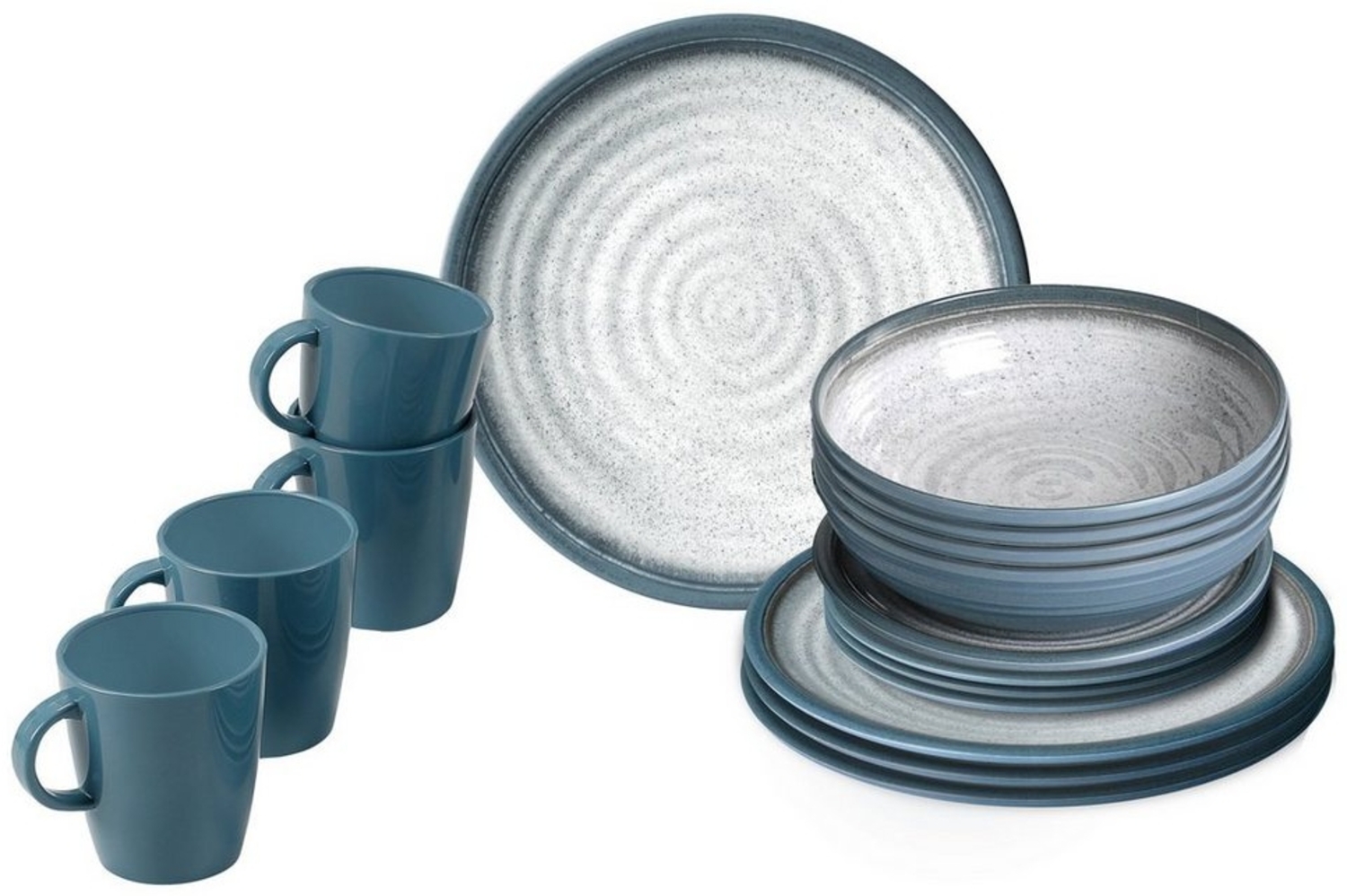 Brunner Geschirrset Melamin Tuscany 16-Tlg. Creme/Blau Bild 1