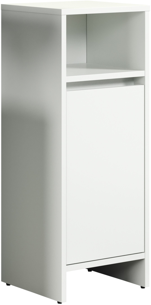 trendteam smart living - Basix - Kommode - Weiß Matt - Mehrzweckschrank - (BxHxT) 32 x 81 x 28 cm - griffloser Badezimmerschrank mit offenem Fach - inkl. weißer oder grauer Blende Bild 1