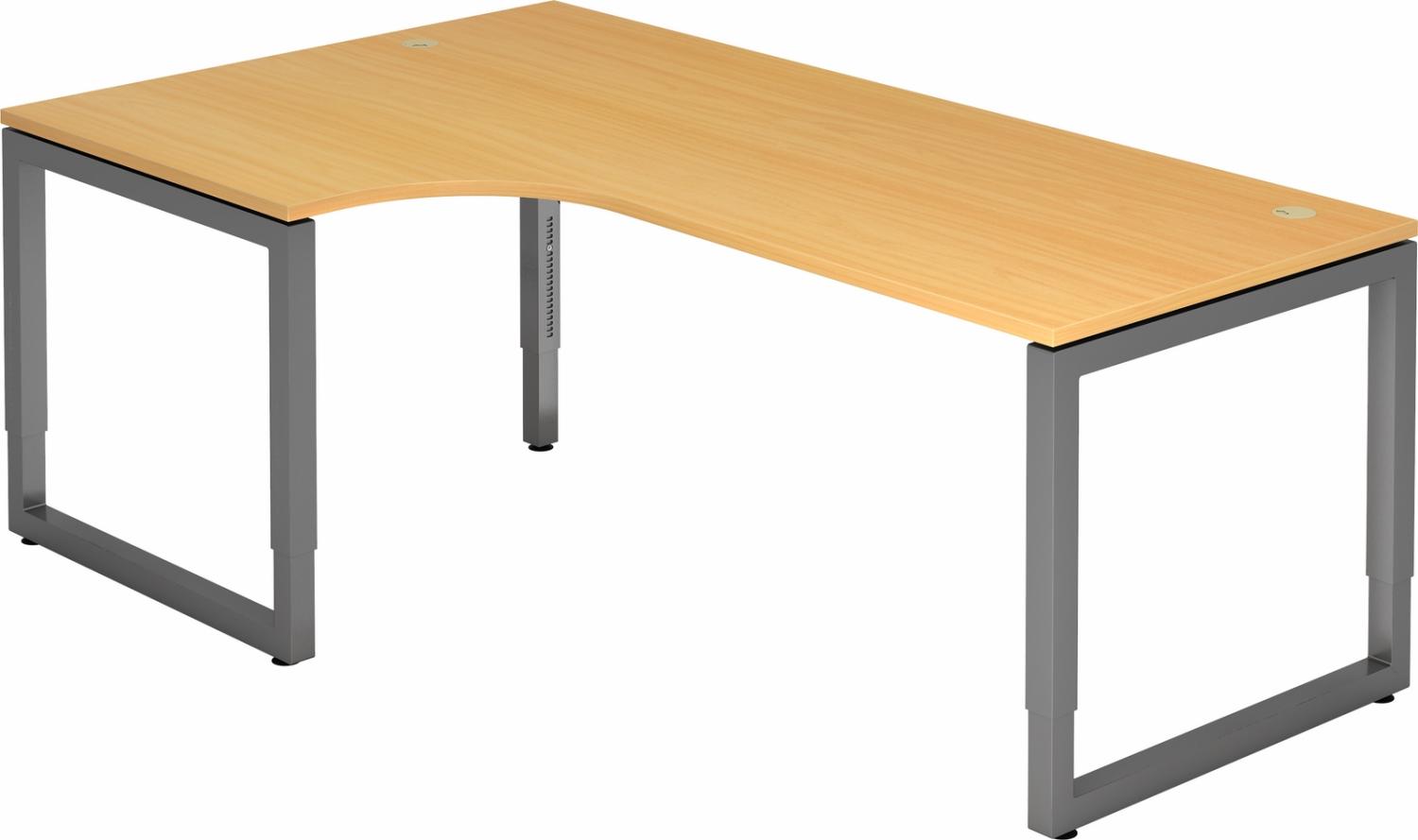 bümö höhenverstellbarer Eckschreibtisch R-Serie 200x120 cm in Buche, Gestell in Graphit - Schreibtisch L Form, großer Tisch für's Büro, Computertisch höhenverstellbar, RS-82-6-G Bild 1