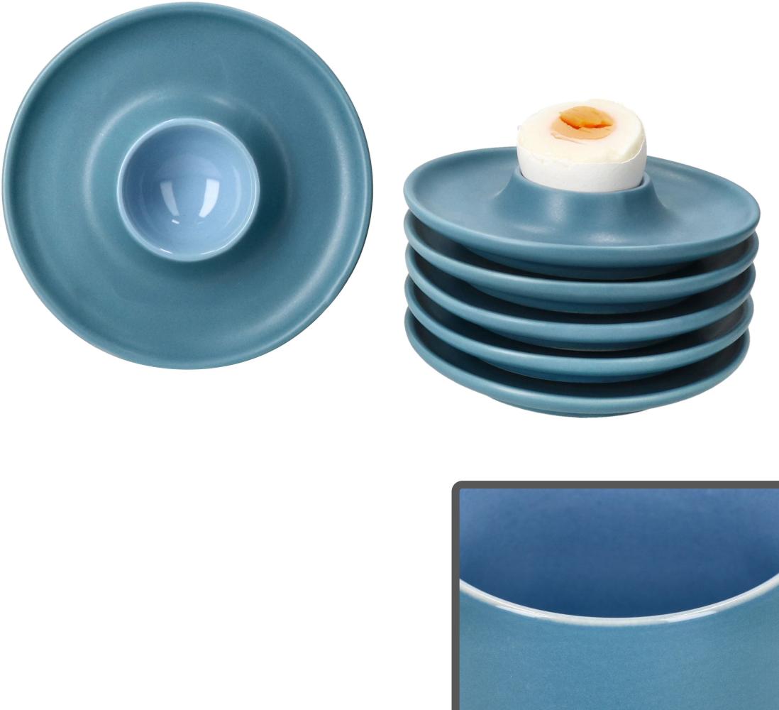 Ritzenhoff 6x Jasper Eierbecher mit Ablage Ozeanblau Steingut 6 Personen Brunch Bild 1