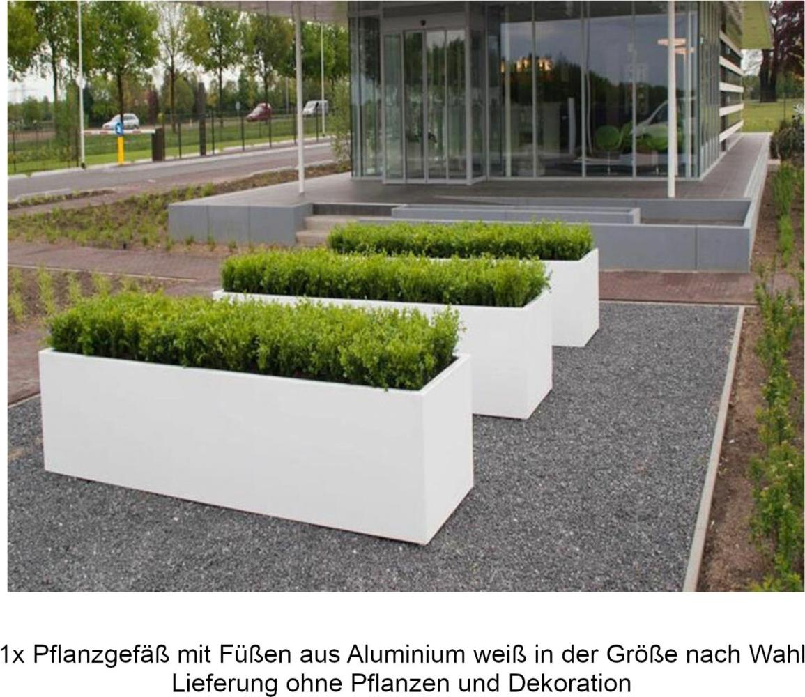 Mecondo Pflanzgefäß mit Füßen Aluminium verkehrsweiß RAL 9016 quadratisch/rechteckig Blumenkübel 120x40x80 cm Bild 1