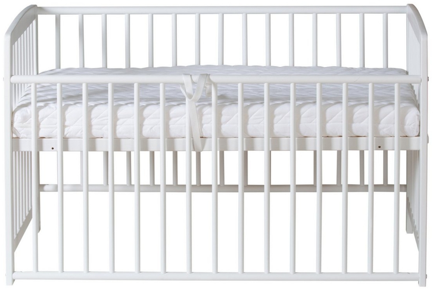 Schardt - Baby Beistellbett Micky mit Rollen - weiß - 60x120 cm - aus massivem Buchenholz - Stufenlos Höhenverstellbar - inkl. Umbauseiten und Sicherheitsgurt Bild 1