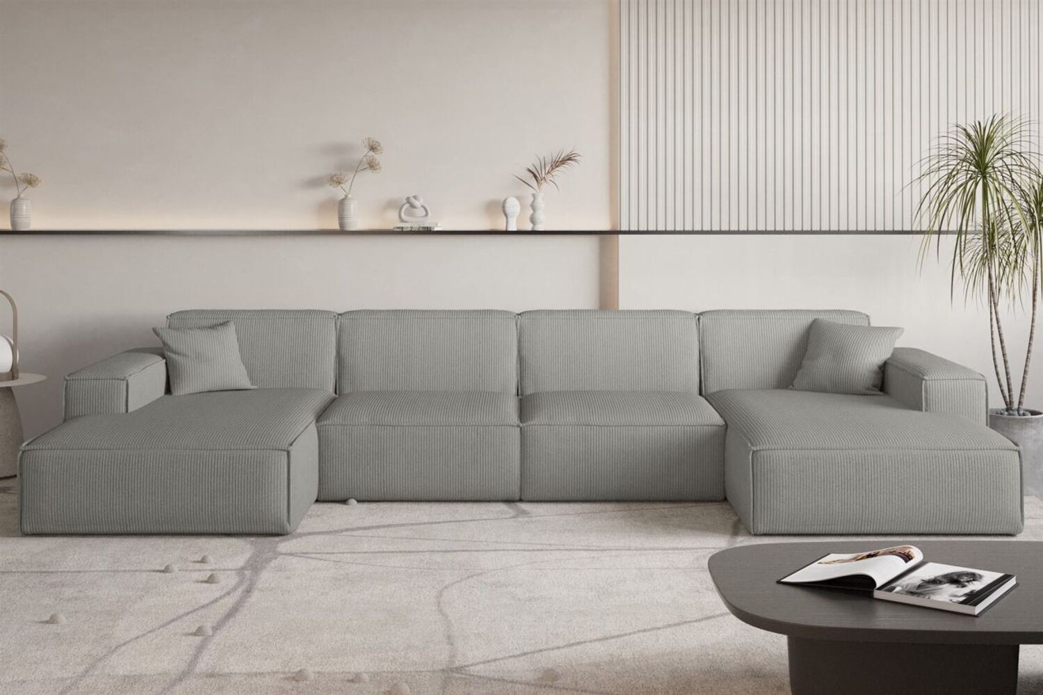 Wohnlandschaft Sofa U-Form CELES PREMIUM in Stoff Scala Grau Bild 1