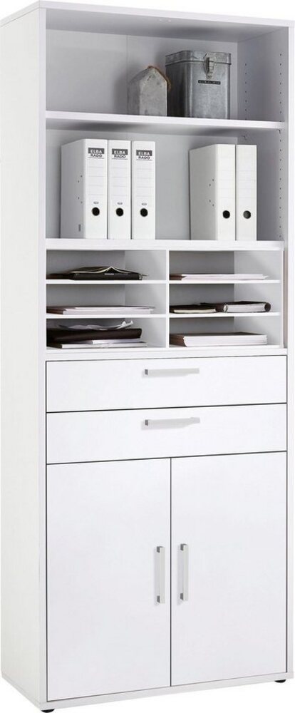 FMD Möbel - CALVIA 8 - Regal breit m. 6 Fächern - melaminharzbeschichtete Spanplatte - Brillantweiß - 89,1 x 221,3 x 39,9cm Bild 1