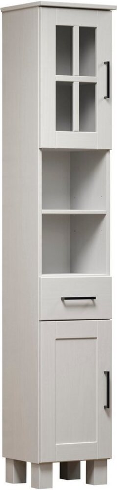 welltime Hochschrank Ulea (1-St) Badschrank aus Massivholz mit Schubkasten - Maße (B/T/H) 33/30/180 cm Bild 1