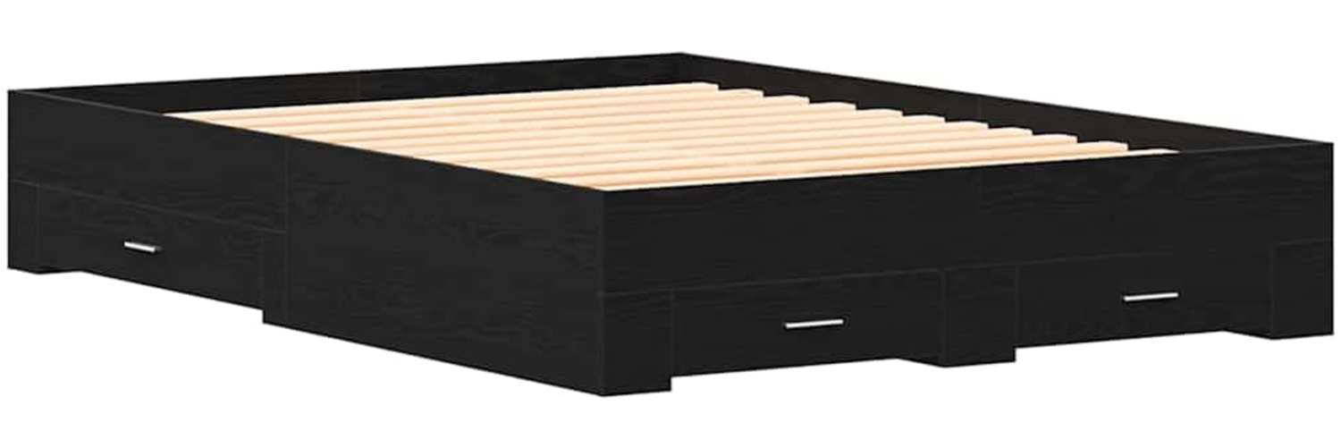 vidaXL Bettrahmen Schwarz Eichen-Optik 140 x 190 cm Holzwerkstoff 3333974 Bild 1