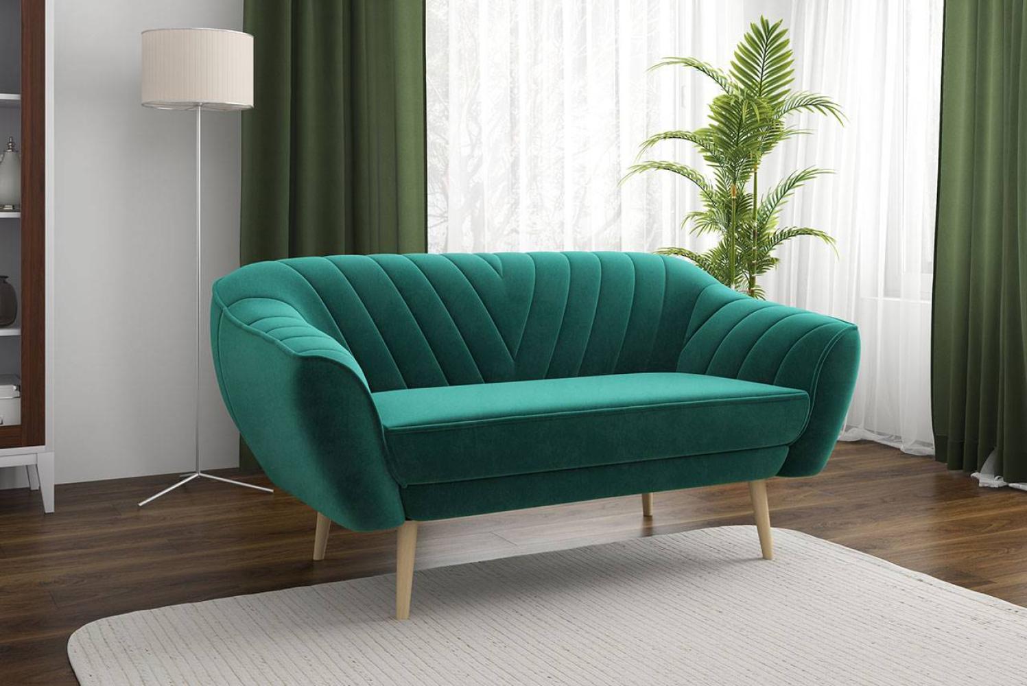 Klassische Sofas, Lounge-sofa, Ziernähte - MIA - 3 Sitzer - Dunkelgrün Velours Bild 1