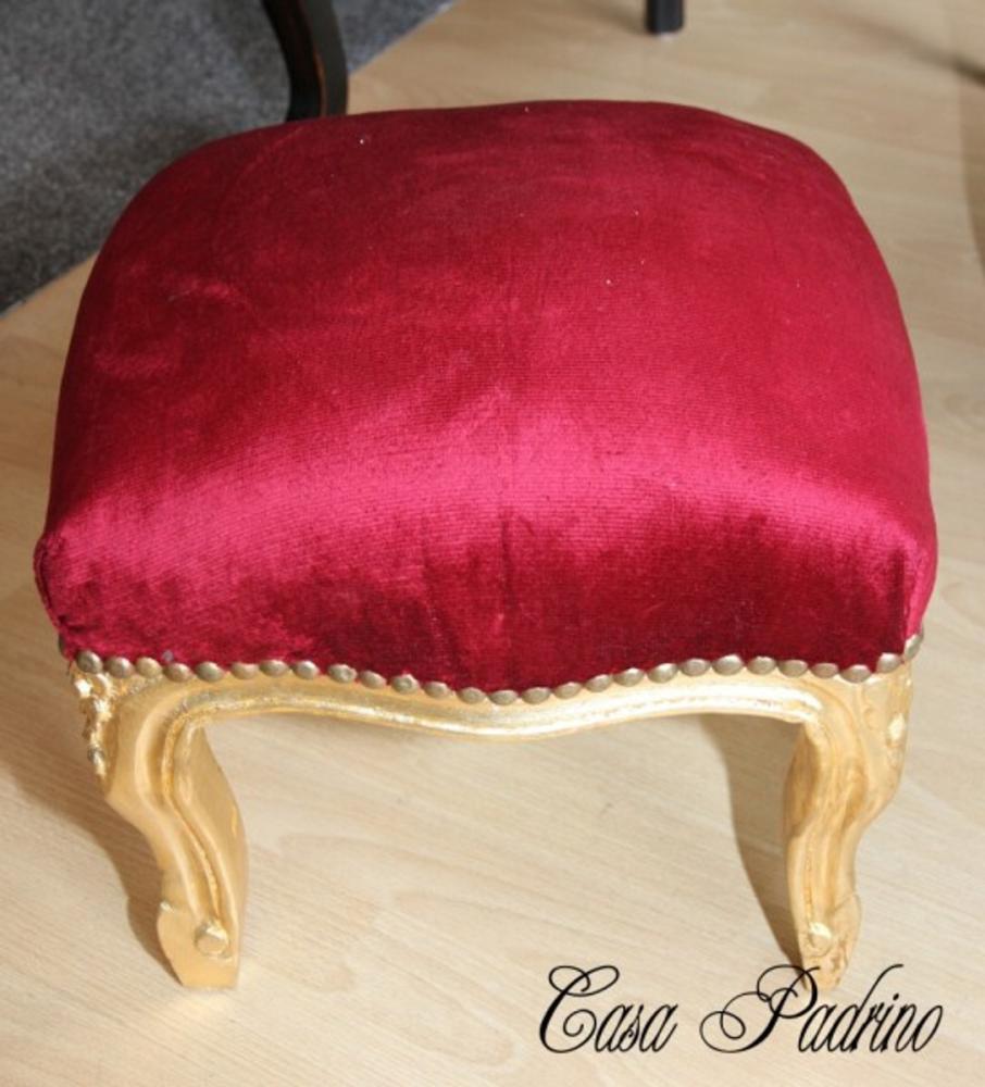 Casa Padrino Barock Fußhocker Bordeaux Rot / Gold - Antik Stil Möbel - Hocker Bild 1