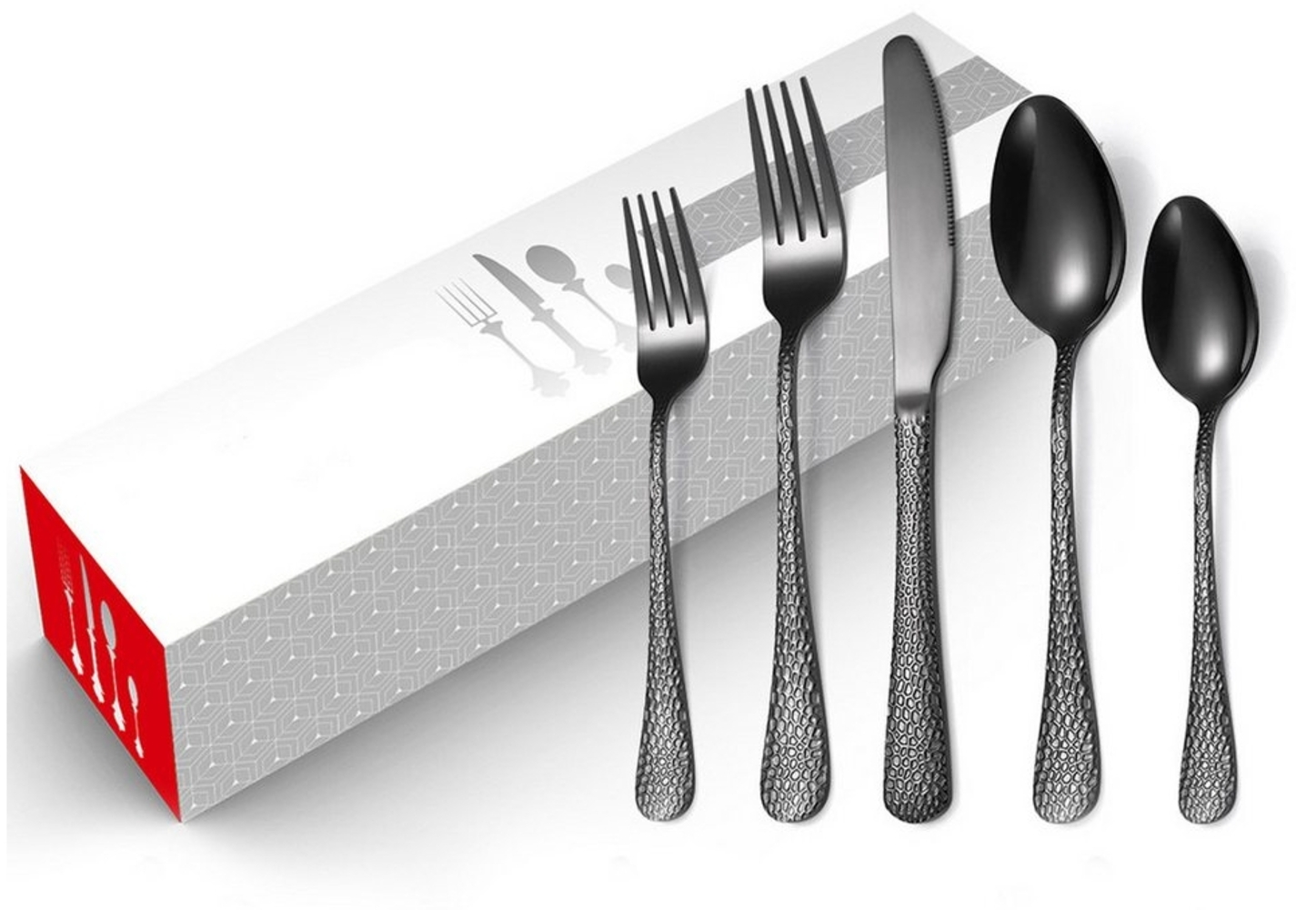 Auledio Besteck-Set 20-teiliges Besteckset, Hammered Edelstahl-Besteckset, (20-tlg), 4 Personen, 4 Sätze Besteckset für Restaurant, Hotel und Heimgebrauch Bild 1