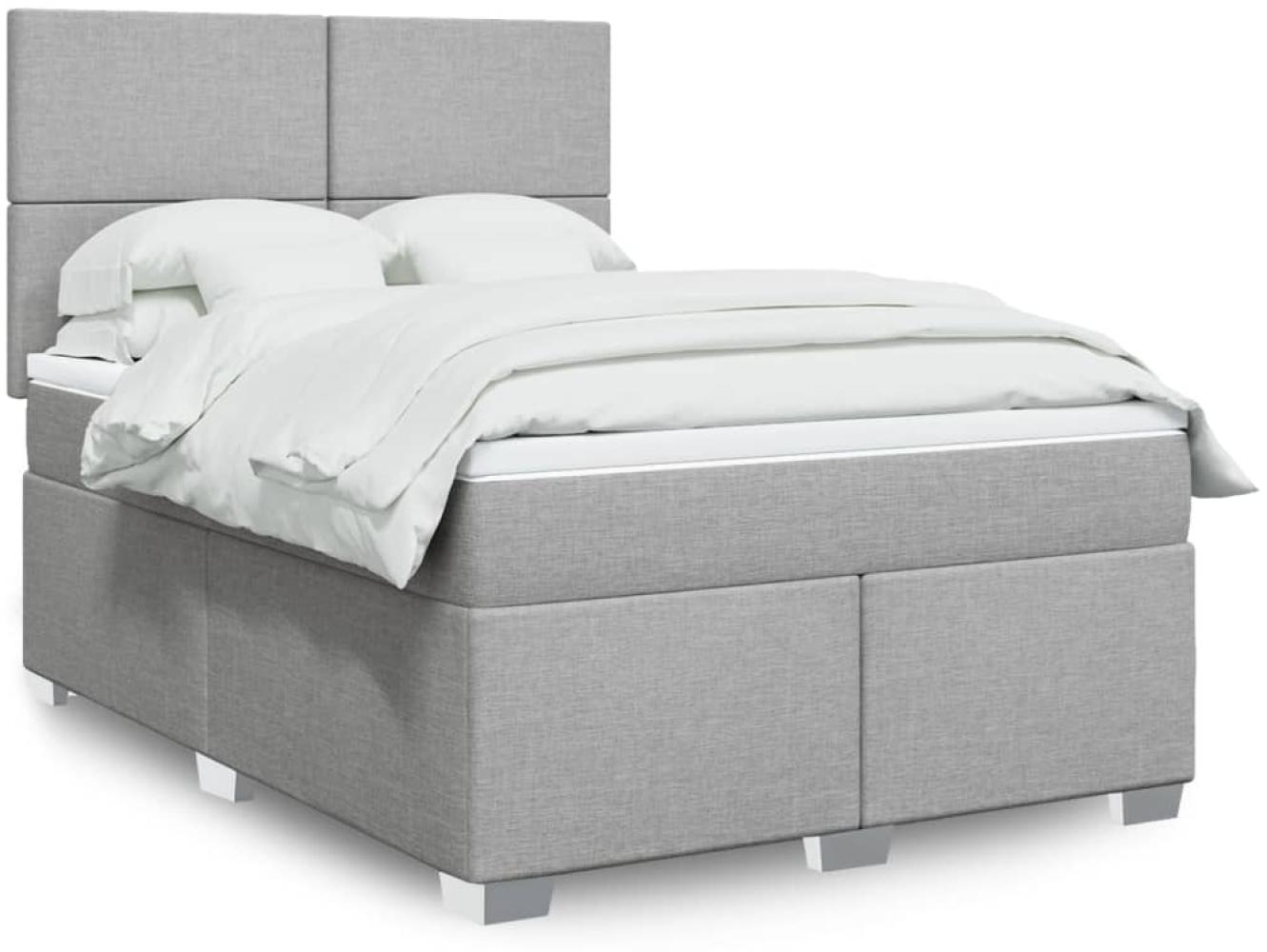 vidaXL Boxspringbett mit Matratze Hellgrau 140x200 cm Stoff 3292804 Bild 1