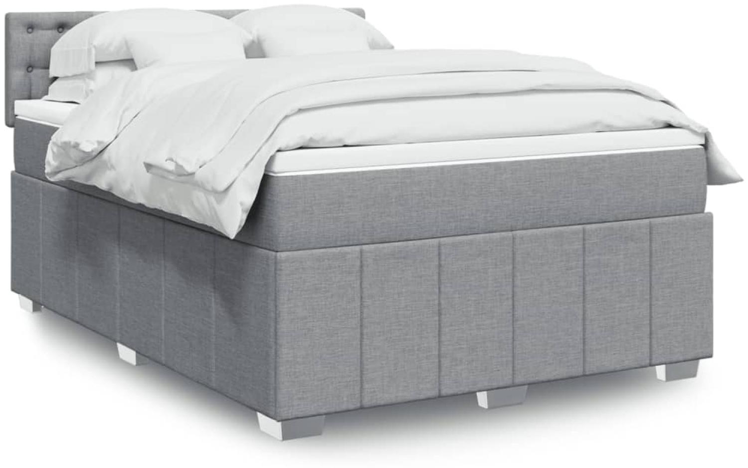 vidaXL Boxspringbett mit Matratze Hellgrau 140x190 cm Stoff 3289377 Bild 1