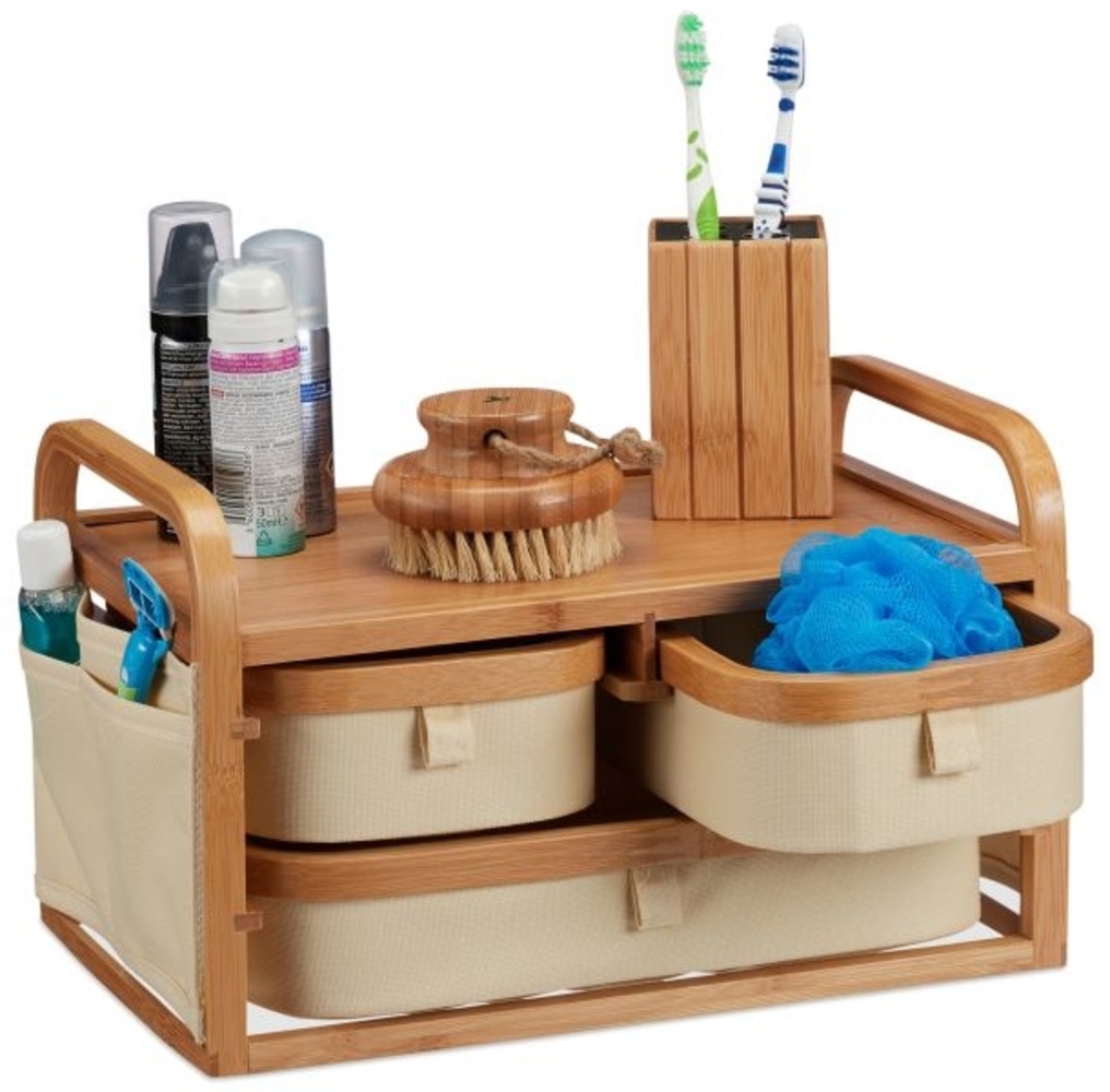 Mini Kommode Bambus mit 3 Fächern Bild 1