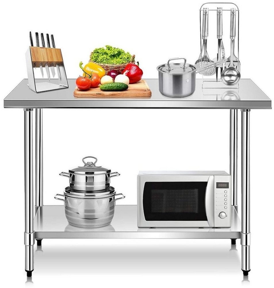 KOMFOTTEU Arbeitstisch Edelstahltisch, mit höhenverstellbarer Arbeitsplatte, bis 250kg Bild 1