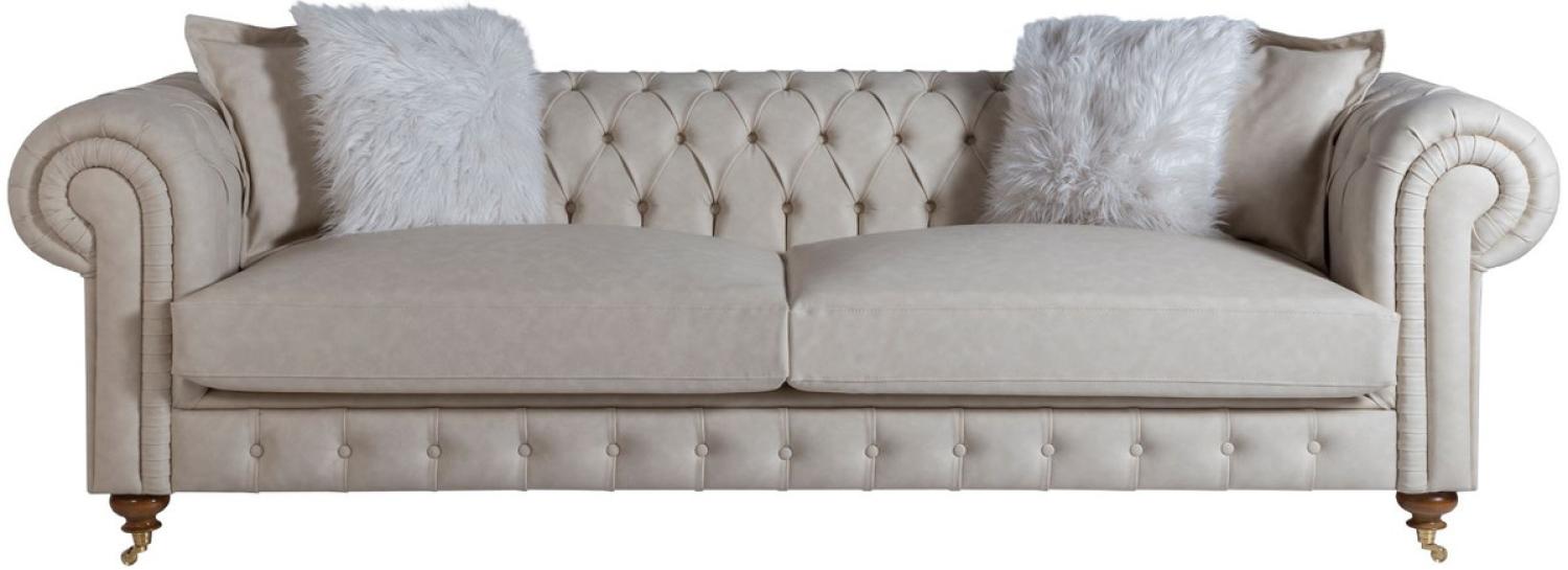 Casa Padrino Luxus Chesterfield Sofa Grau / Braun 240x100 x H. 78 cm Bild 1