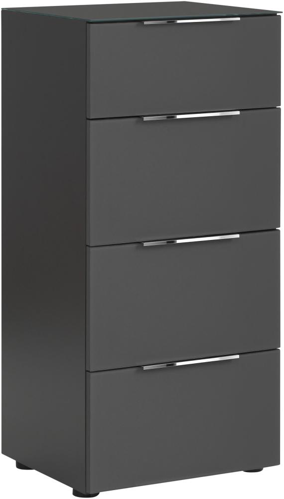Kommode >TREND< (BxHxT: 45 x 99 x 40 cm) in anthrazit - Glas anthrazit matt Bild 1