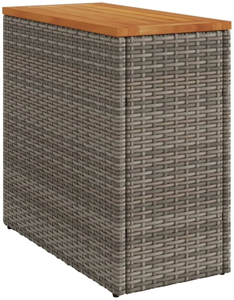vidaXL Garten-Beistelltisch mit Holzplatte Grau 58x27,5x55 cm Rattan 366134 Bild 1