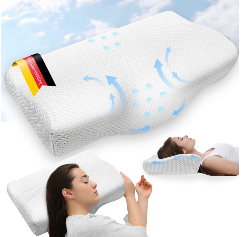 MULISOFT Nackenstützkissen-Set Seitenschläferkissen,Ergonomisches Nackenstützkissen, Füllung: Memory Foam, Rückenschläfer, Seitenschläfer, Bauchschläfer, Nackenstutzkissen-Set, Allergikerfreundlich, Höheneinstellbar, Waschbar, Antischnarchkissen für Er... Bild 1