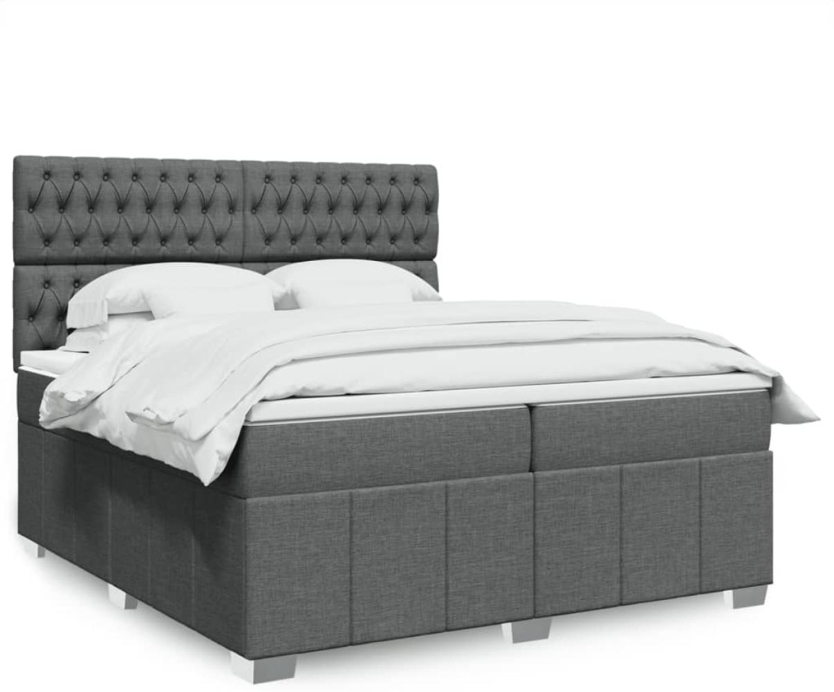 vidaXL Boxspringbett mit Matratze Dunkelgrau 200x200 cm Stoff 3294083 Bild 1