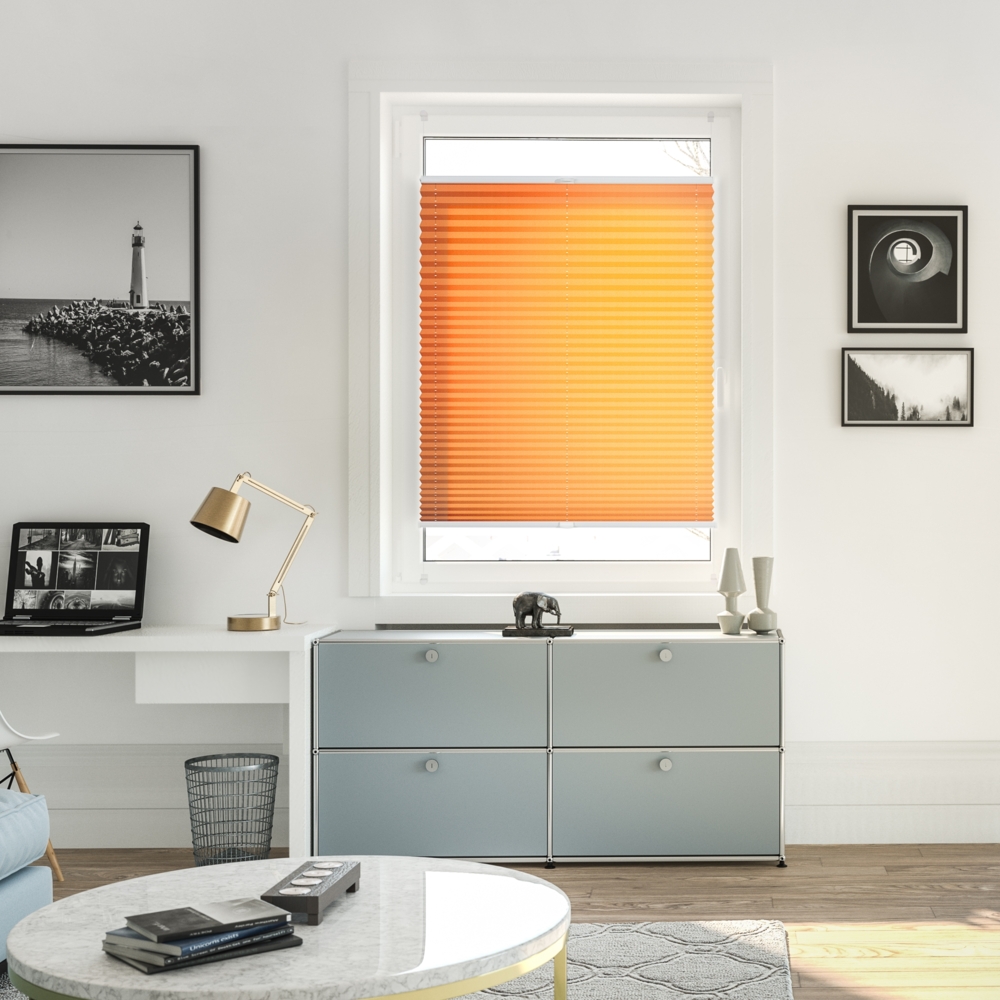 Lichtblick Sonnenschutzsysteme GmbH Plissee Laholm 65 cm x 130 cm (BxL) Orange Tageslicht - Blickdicht; einfache Installation mit Klemmträgern; verspannt Bild 1