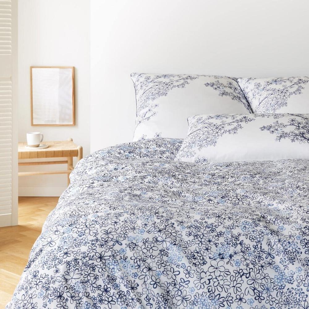 elegante Mako-Satin Bettwäsche Belle indigo|200x220 cm + 2 x 70 x 90 cm Bild 1