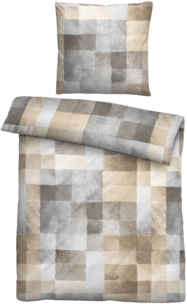 biberna Feinbiber-Bettwäsche 0006728 KACHEN, kitt, 1x 155x200 cm + 1x 80x80 cm Bild 1