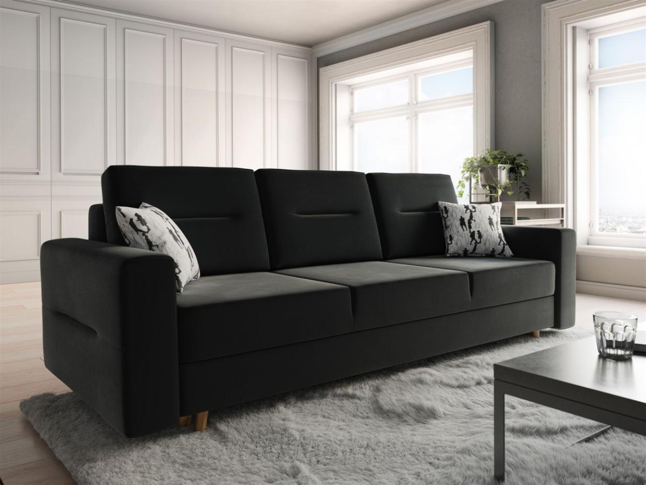 Sofa 3-Sitzer BELMIRA mit Schlaffunktion Schwarz Nr. 2 Bild 1