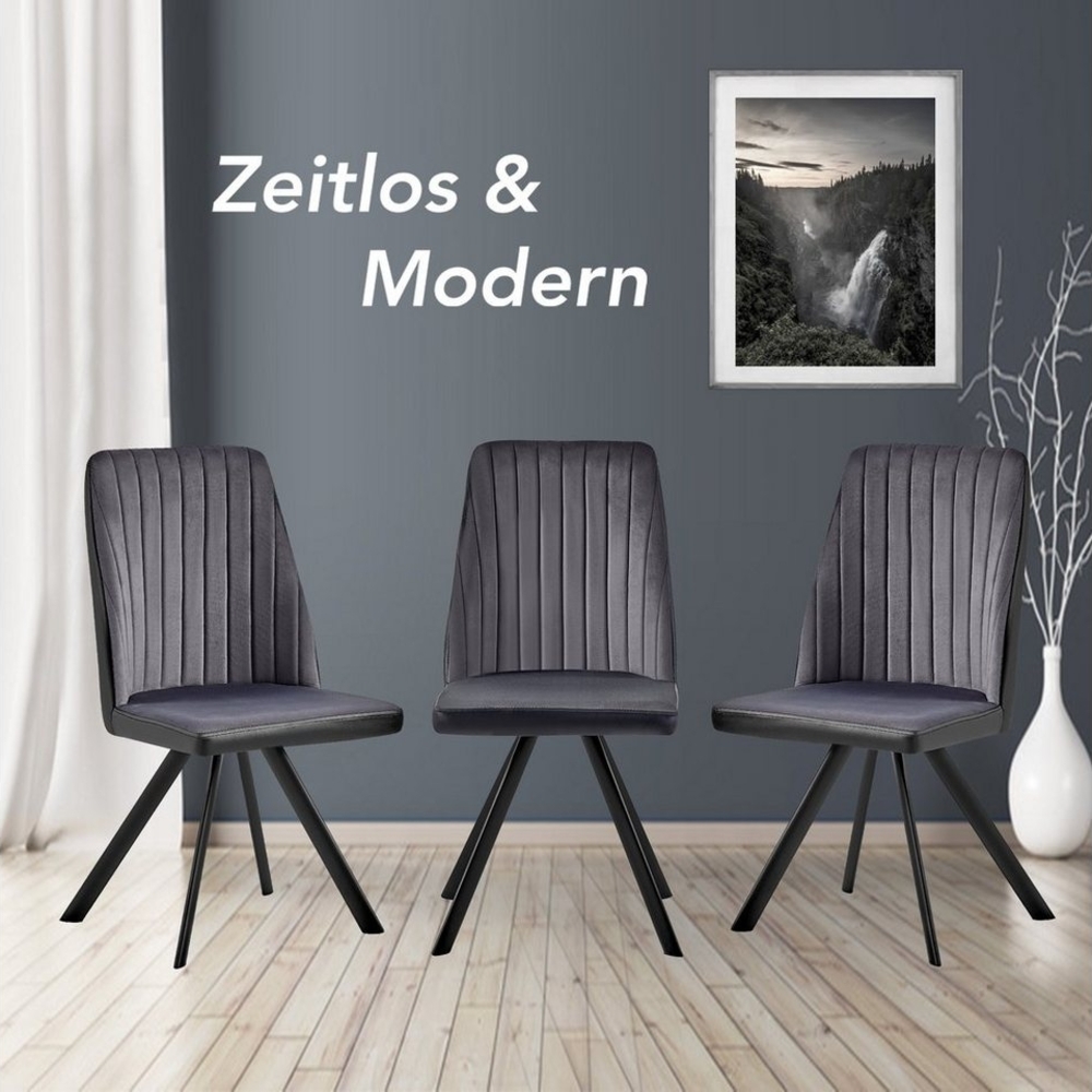 TRISENS Polsterstuhl Penelopa (1, 2, 3 oder 4 Stühle, 3 St), Essstuhl mit stabilem Metallgestell Küchenstuhl in edler Velvetoptik Bild 1