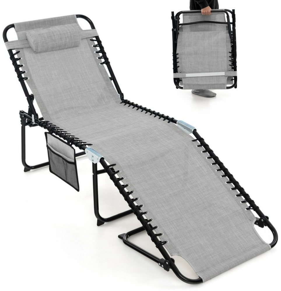 COSTWAY Gartenliege Liegestuhl, 4-Fach verstellbar, klappbar, mit Kopfkissen Bild 1