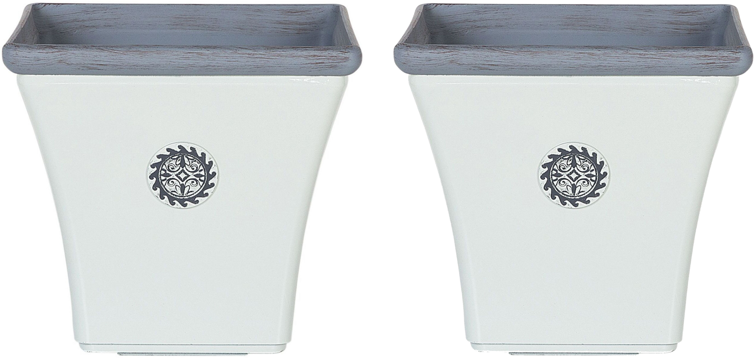 Set mit 2 Blumentöpfen ELATEIA Stein 32 cm Weiß Bild 1