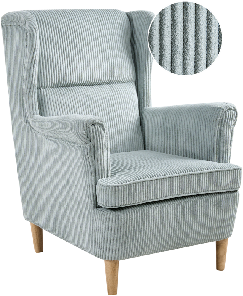 Ohrensessel ABSON Cord Hellblau Bild 1