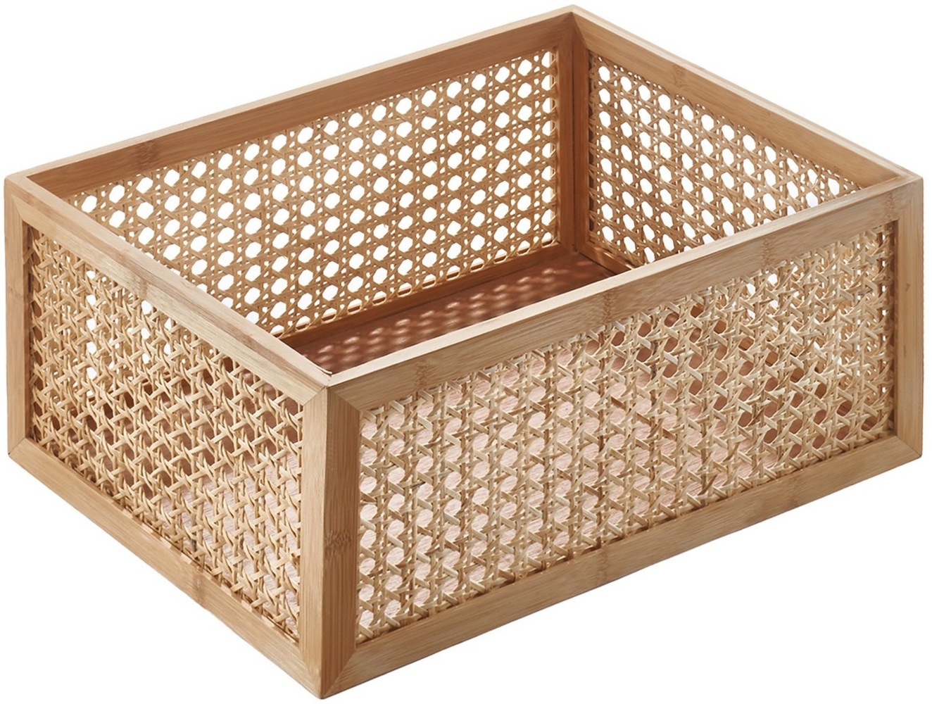 Kobolo Aufbewahrungskorb Regalkorb aus Holz und Rattan Gr L Bild 1