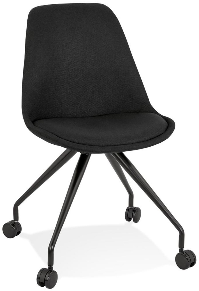 Bürostuhl mit Stoffbezug | Ergonomischer Schreibtischstuhl mit Rollen | Drehstuhl für Homeoffice und Büro | Modern Design | Schwarz mit schwarzem Gestell 60x60x92 cm | Galoro von Kadima Design Bild 1