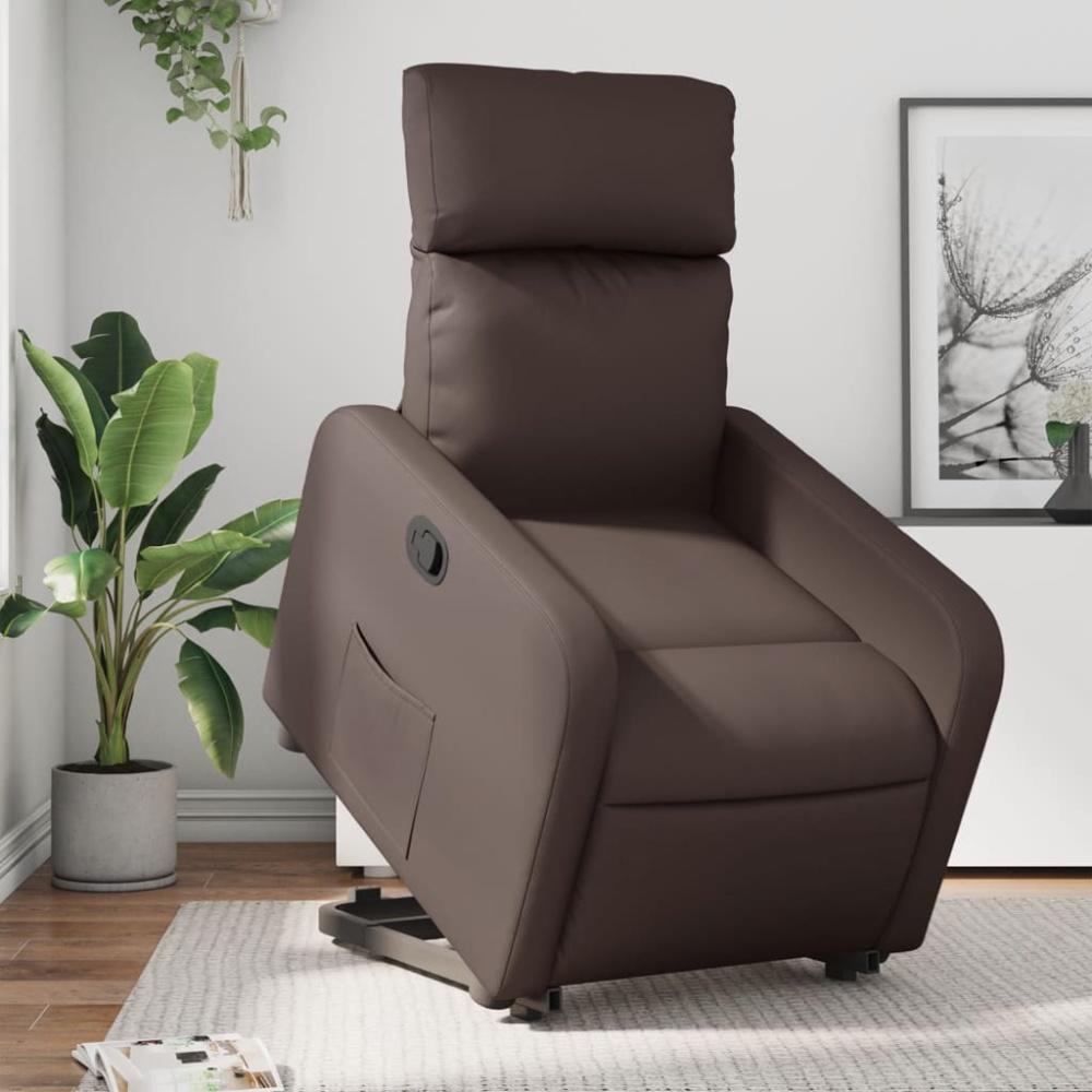 vidaXL Relaxsessel mit Aufstehhilfe Braun Kunstleder 3206751 Bild 1