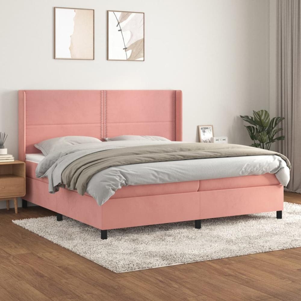 vidaXL Boxspringbett mit Matratze Rosa 200x200 cm Samt, Härtegrad: H2 [3132644] Bild 1