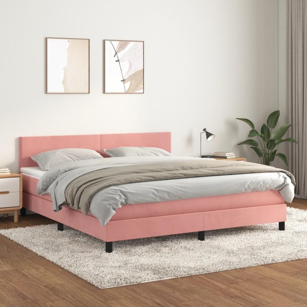 vidaXL Boxspringbett mit Matratze Rosa 180x200 cm Samt 3141202 Bild 1