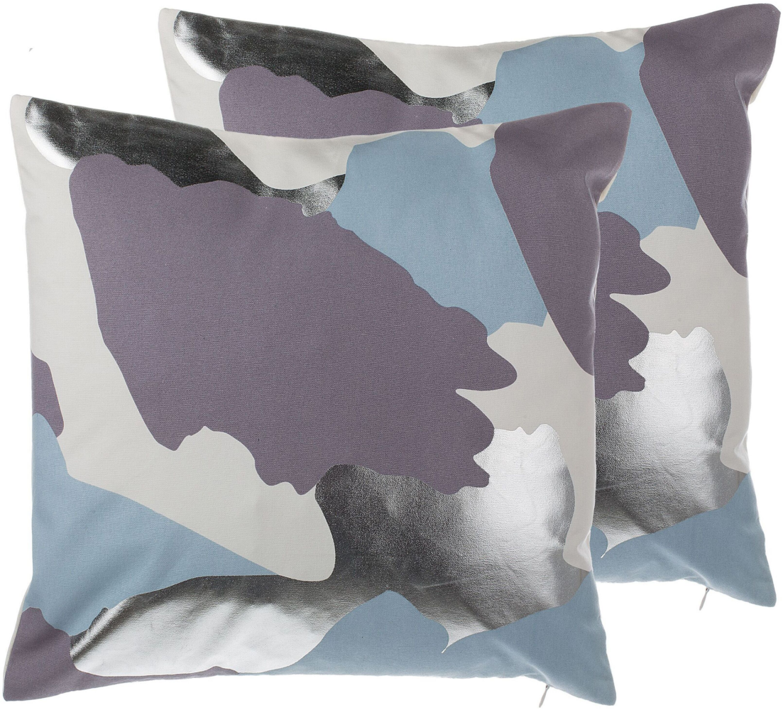 Kissen 2er Set Abstraktes Muster IXIA Baumwolle 45 x 45 cm Violett Bild 1