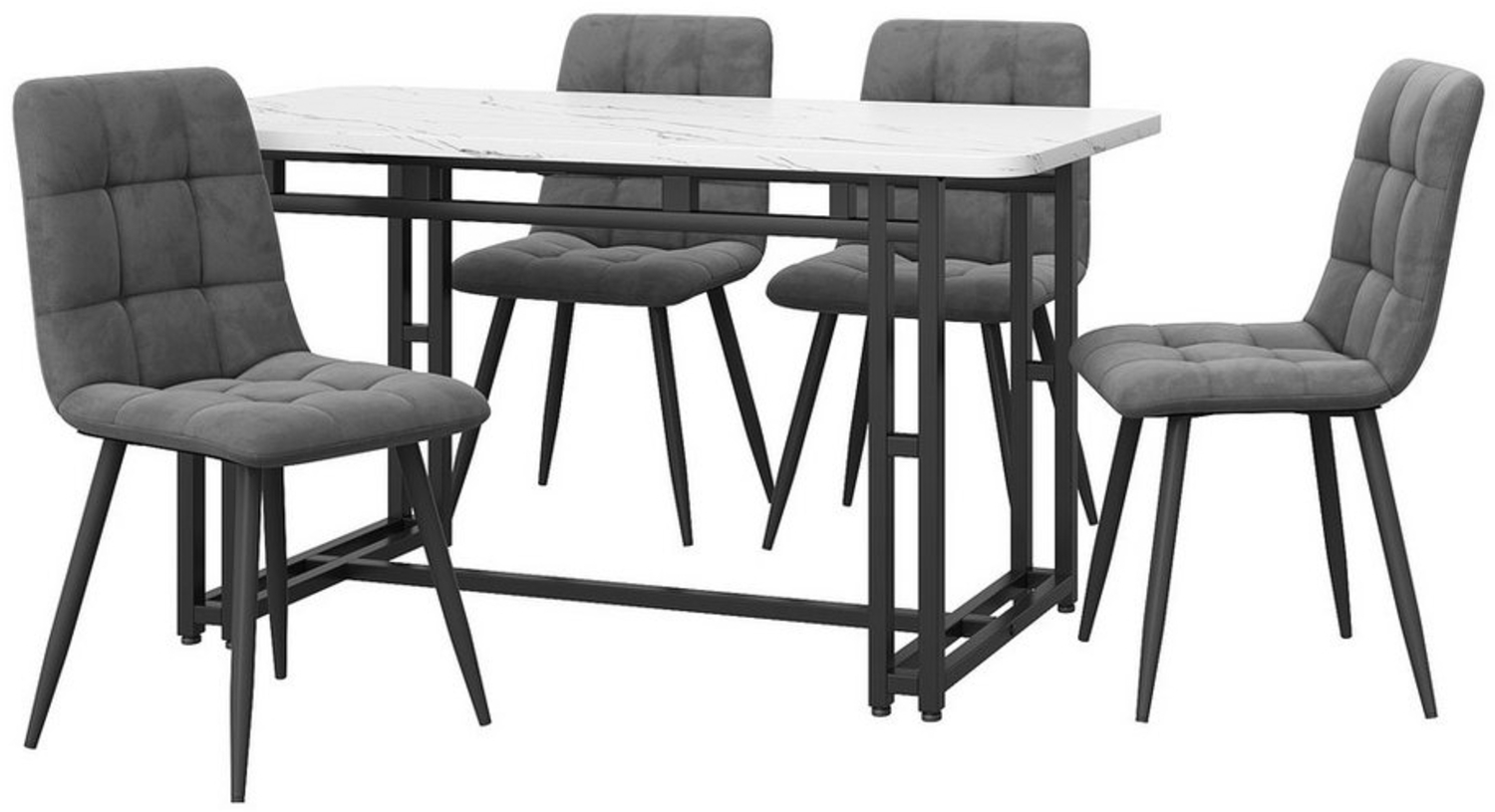 JOIVI Essgruppe Esstisch mit 4 Stühlen Set, Moderne Küche Esstisch Set, (Eisen Beintisch), Samt Esszimmerstühle Bild 1