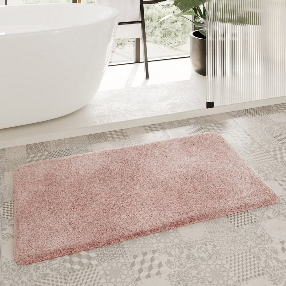 Homie Living Badematte Porto Azzurro, Höhe 30 mm, rutschhemmend beschichtet, fußbodenheizungsgeeignet, schnell trocknend, Polyester, rechteckig, Badteppich, uni, rechteckig & rund, waschbar, Badezimmerteppich Bild 1
