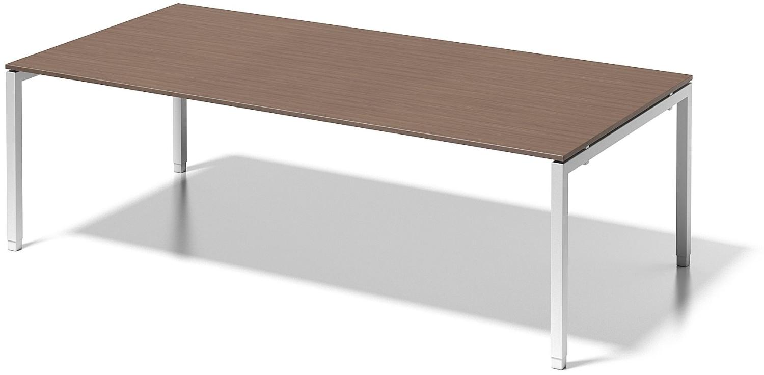 Cito Chefarbeitsplatz/Konferenztisch, 650-850 mm höheneinstellbares U-Gestell, H 19 x B 2400 x T 1200 mm, Dekor nußbaum, Gestell verkehrsweiß Bild 1