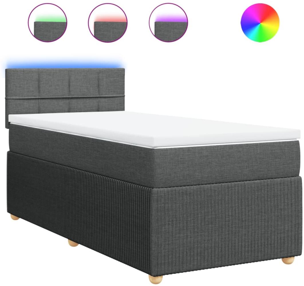 vidaXL Boxspringbett mit Matratze Dunkelgrau 100x200 cm Stoff 3289668 Bild 1