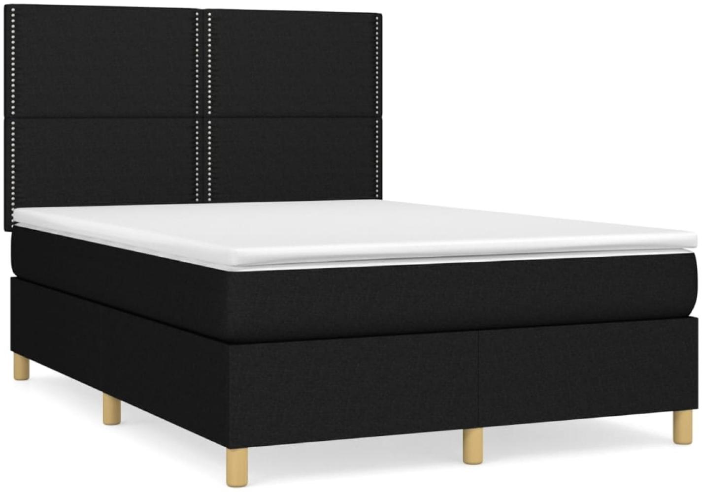 vidaXL Boxspringbett mit Matratze Schwarz 140x200 cm Stoff 3142259 Bild 1