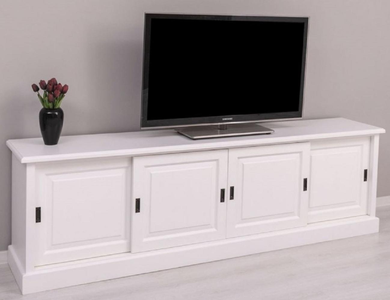 Casa Padrino Landhausstil TV Schrank Weiß 230 x 46 x H. 70 cm - Massivholz Sideboard - Landhausstil Wohnzimmer Möbel Bild 1