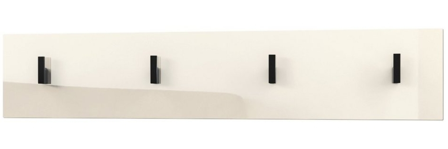 Vladon Garderobenpaneel Linea (Wandgarderobe, mit 4 Kleiderhaken), Creme Hochglanz (72 x 14,5 x 3,5 cm) Bild 1