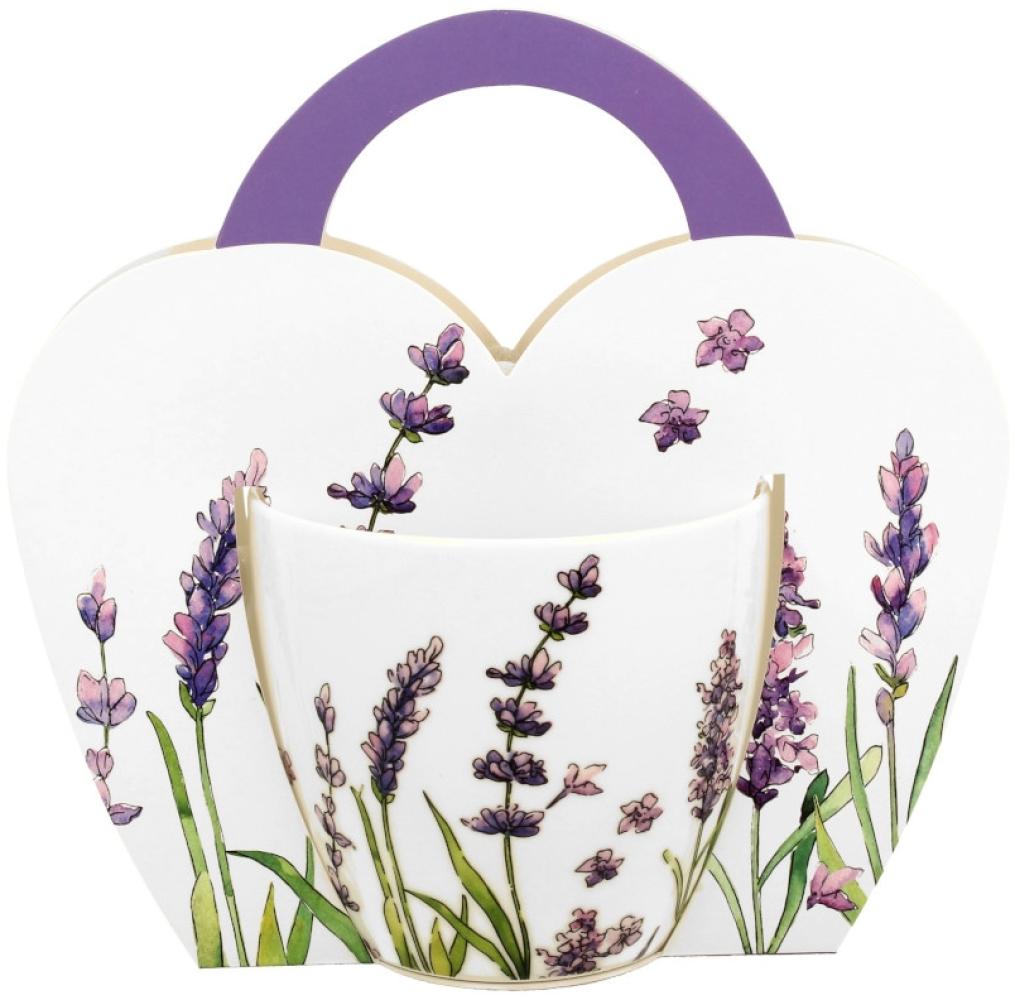 DUO FLORAL Becher 460 ml LAVENDER in Tragetasche, New Bone China Porzellan Bild 1