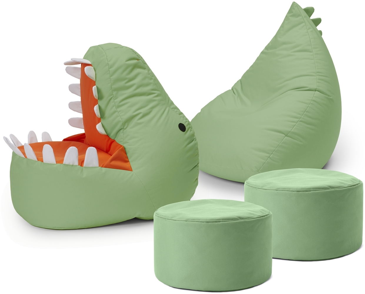 LUMALAND Kindersitzsack-Set "Dino" (4-tlg.) - indoor & outdoor - Pastell Grün Bild 1