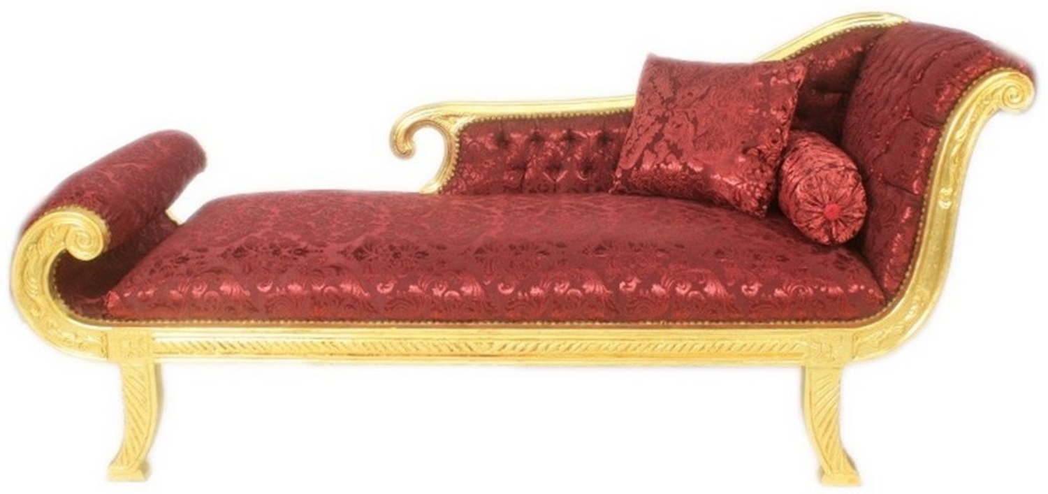 Casa Padrino Chaiselongue Barock Chaiselongue Modell XXL Bordeaux Muster / Gold Rechte Seite - Antik Stil - Recamiere Wohnzimmer Möbel Bild 1
