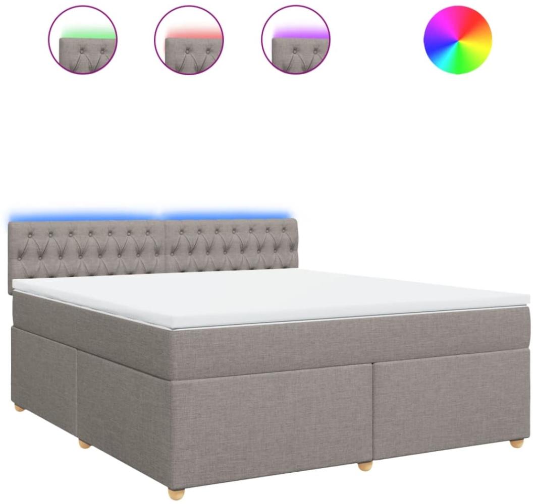 vidaXL Boxspringbett mit Matratze Taupe 180x200 cm Stoff 3289070 Bild 1