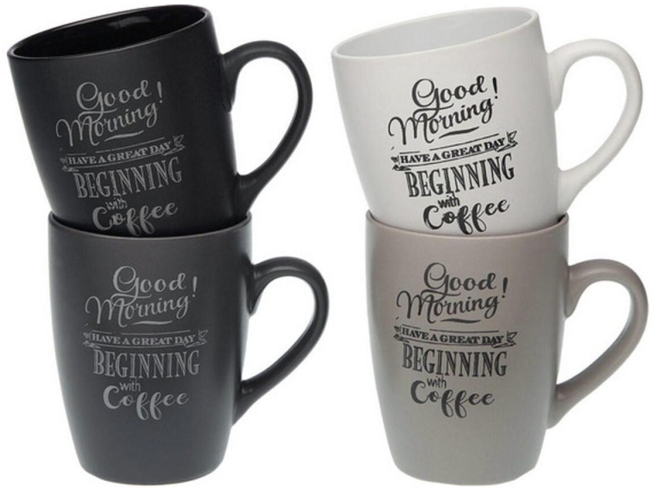 Henkelbecher Versa Good Morning Steingut (8,1 x 10,5 x 8,1 cm) - Vielfalt und Qualität für den perfekten Start in den Tag Bild 1