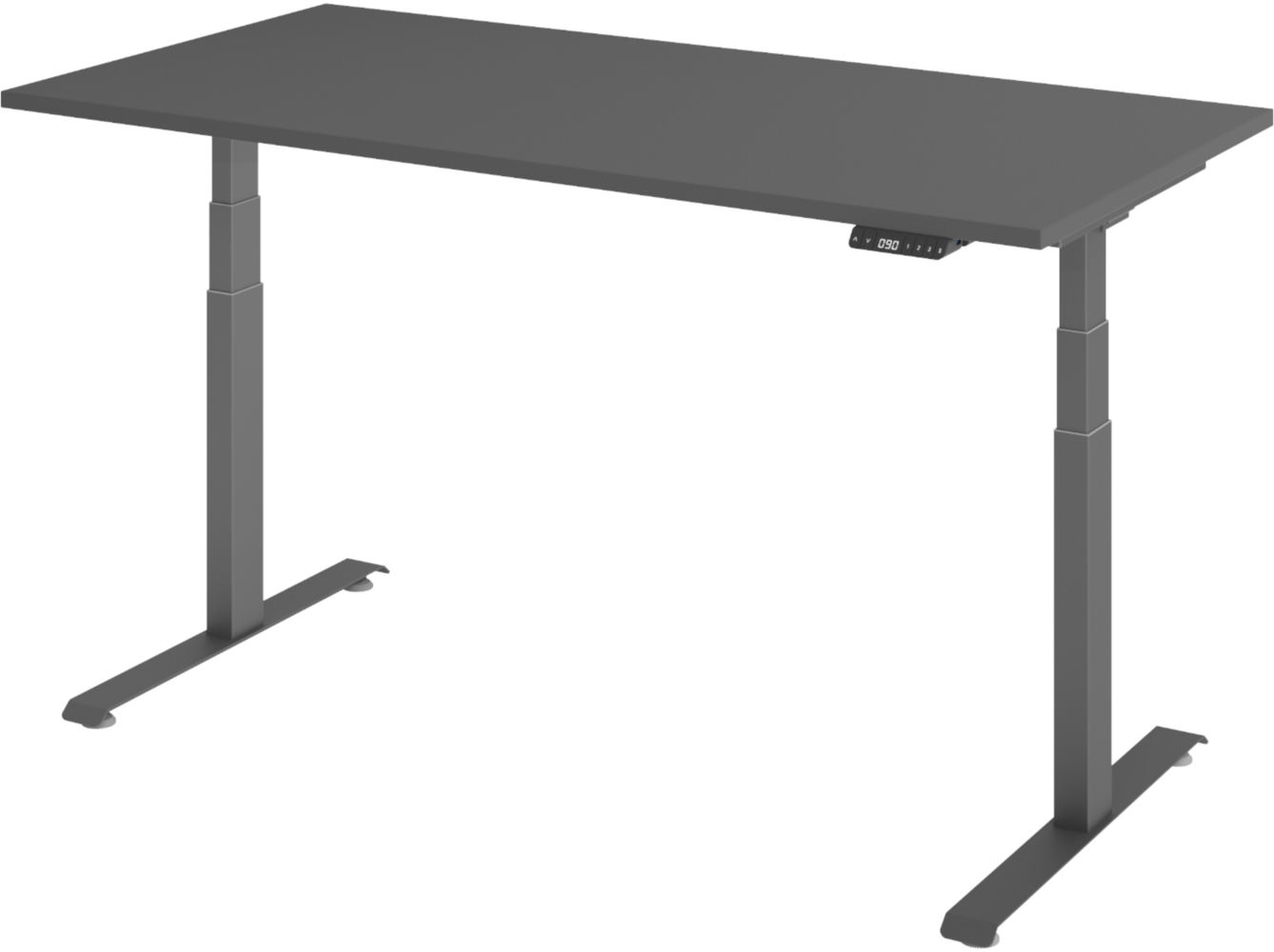 bümö höhenverstellbarer Schreibtisch 160x80 cm in graphit, Gestell graphit - Höhenverstellbar Elektrisch Stehpult mit 3-fach Speicher, Computertisch, Ergonomischer Steh-Sitz Tisch, Bürotisch, LXK65-16-G-G Bild 1